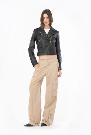 Pinko Coloured Bavlněné Cargo Trousers Šedé | SN-PKO33767