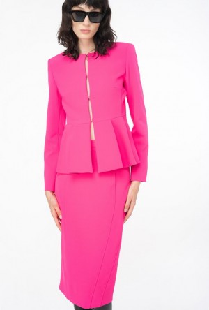 Pinko Elegantní Crepe Blazer With Belt Růžové | SN-PKO33933