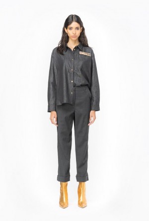 Pinko Flannel Trousers Tmavě Šedé | SN-PKO33782