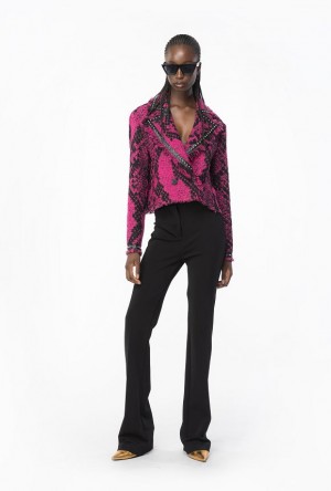 Pinko Flared Flowing Neoprene Trousers Černé | SN-PKO33769