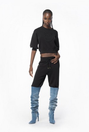Pinko Fleece Joggers Černé | SN-PKO33738