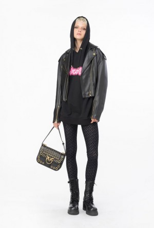 Pinko Flocked-logo Leggings Černé | SN-PKO33734