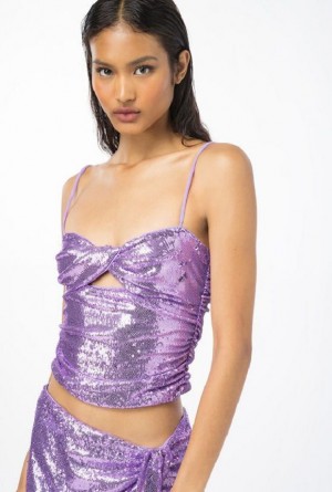 Pinko Fully Sequinned Top Fialové | SN-PKO33862