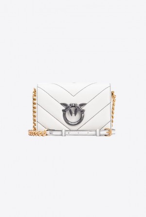 Pinko Galleria Mini Love Bag Click Big Chevron Opposite Bílé | SN-PKO32416