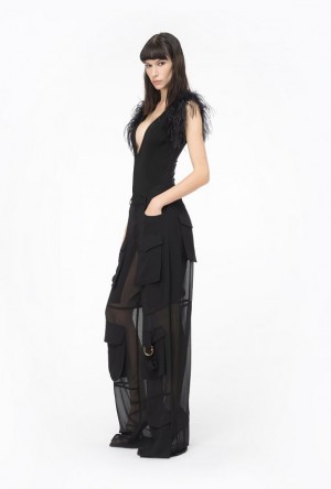 Pinko Georgette Cargo Trousers Černé | SN-PKO33682