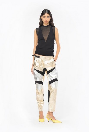 Pinko Laminated Cyklistické Trousers Zlaté Stříbrné Viacfarebný | SN-PKO33690