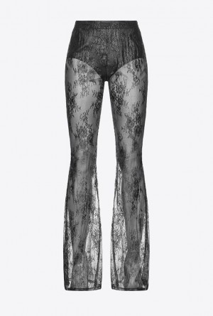 Pinko Laminated Krajkové Trousers Černé Šedé | SN-PKO33680