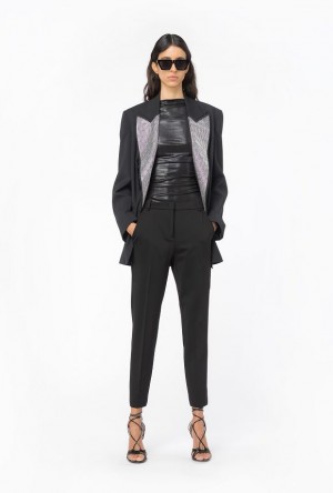 Pinko Milano-knit Cigarette Trousers Černé | SN-PKO33687
