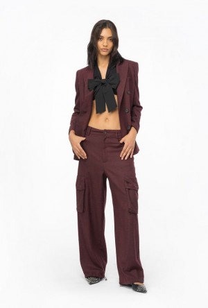 Pinko Prince-of-wales Flannel Cargo Trousers Vínové Černé | SN-PKO33796