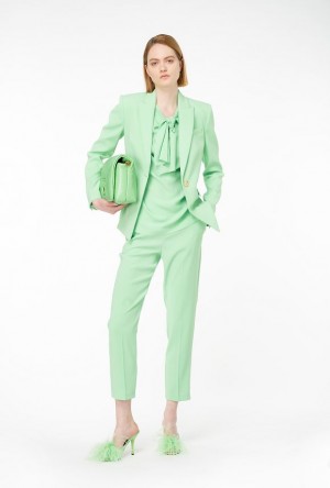 Pinko Slim-fit Trousers In Stretch Crepe Zelene | SN-PKO33686