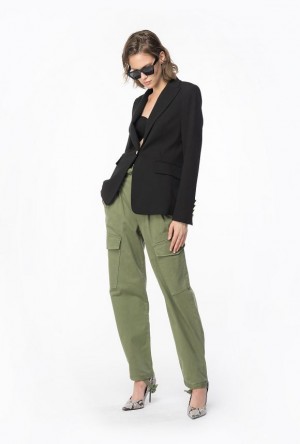 Pinko Stretch Satin Cargo Trousers Šedé Zelene | SN-PKO33776