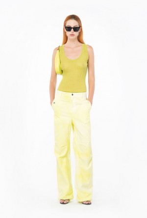 Pinko Tie-dyed Bavlněné Utility Trousers Zelene | SN-PKO33748