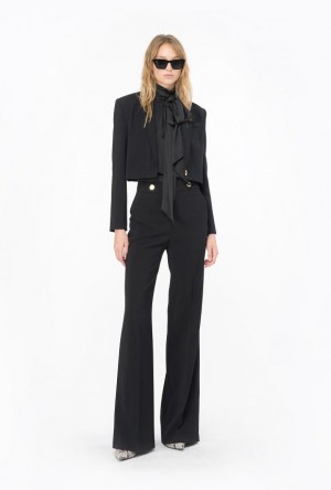 Pinko Trousers With Golden Buttons Černé | SN-PKO33770