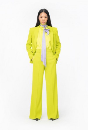 Pinko Široké-leg Crepe Trousers Světle Zelene Žluté | SN-PKO33747