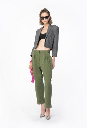 Pinko Široké-leg Gabardine Trousers Šedé Zelene | SN-PKO33777