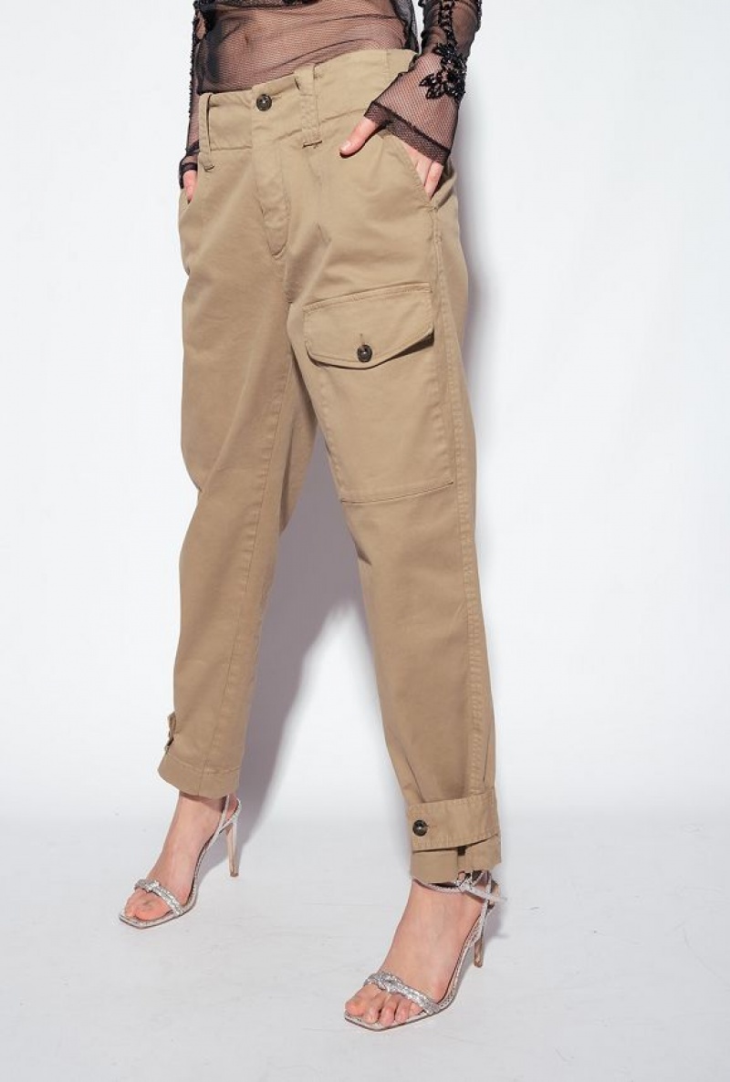 Pinko Bavlněné Cargo Trousers Hnědé | SN-PKO33693