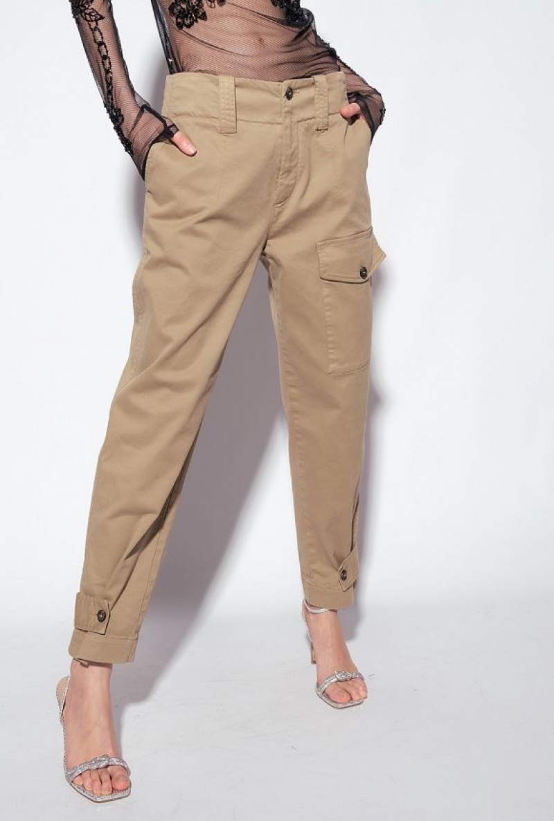 Pinko Bavlněné Cargo Trousers Hnědé | SN-PKO33693