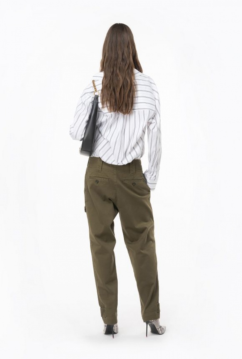Pinko Bavlněné Cargo Trousers Tmavě Olivy Zelené Zelene | SN-PKO33789
