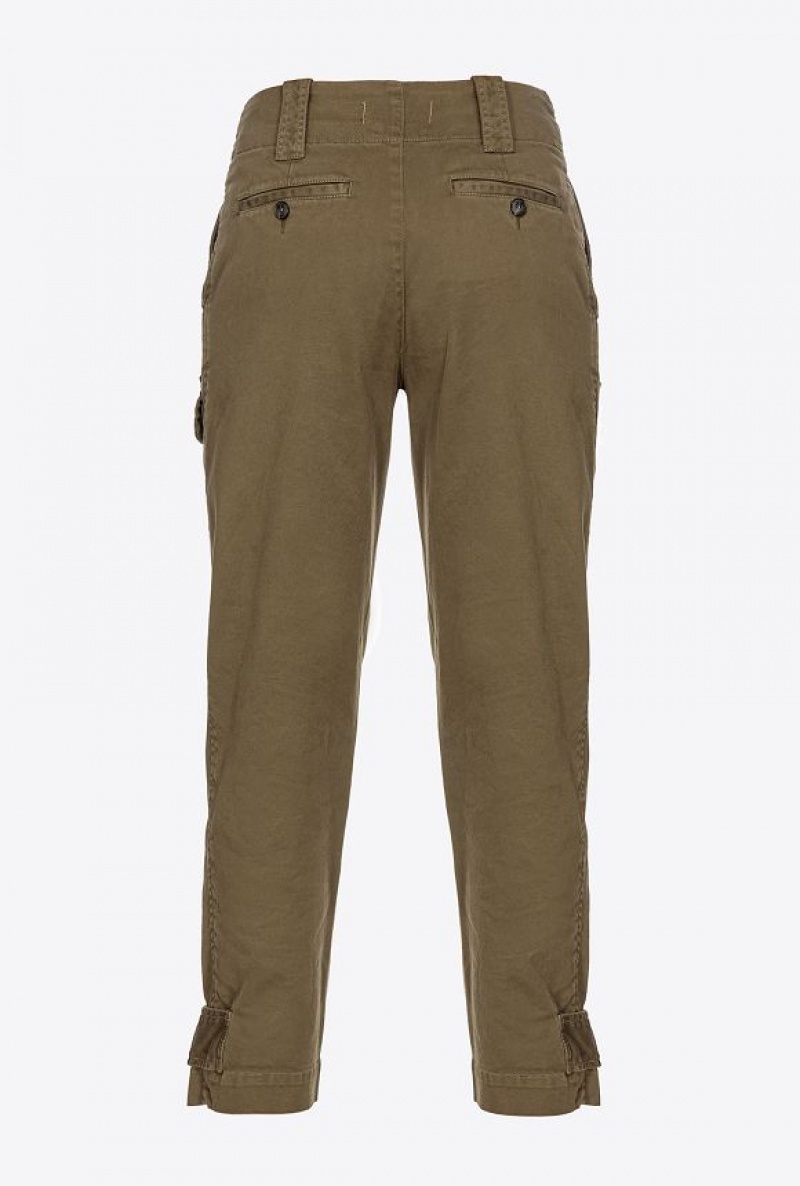 Pinko Bavlněné Cargo Trousers Tmavě Olivy Zelené Zelene | SN-PKO33789