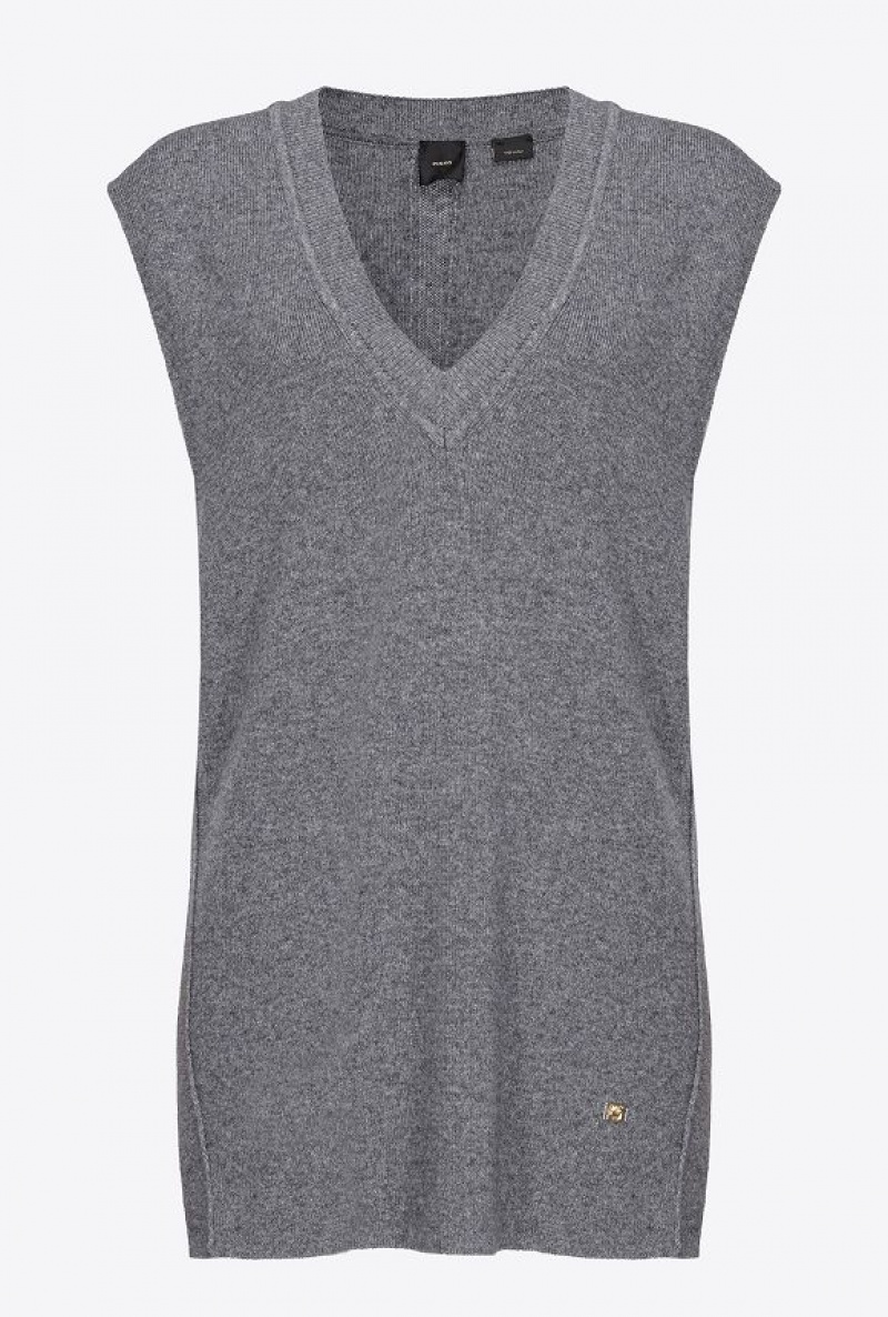 Pinko Bez Rukávů Fine Cashmere Svetrové Šedé | SN-PKO33535