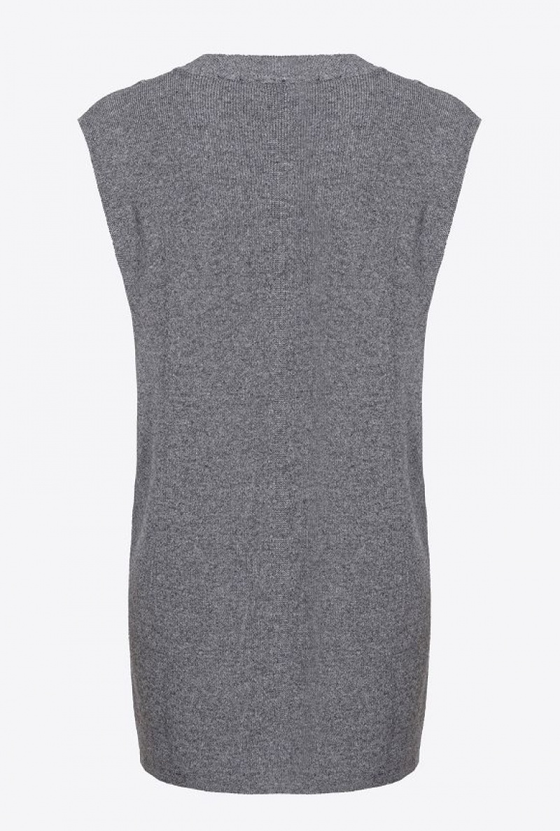 Pinko Bez Rukávů Fine Cashmere Svetrové Šedé | SN-PKO33535
