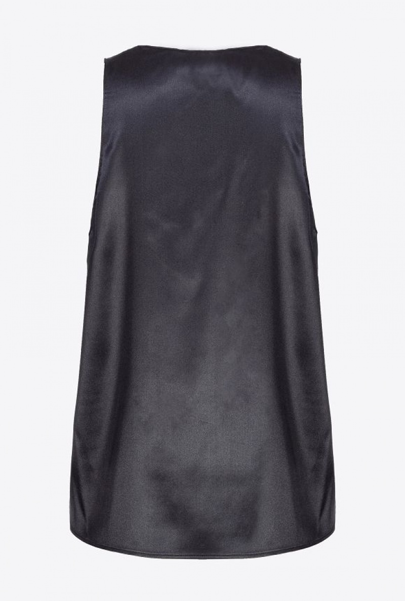 Pinko Bez Rukávů Stretch Satin Top Černé | SN-PKO33219