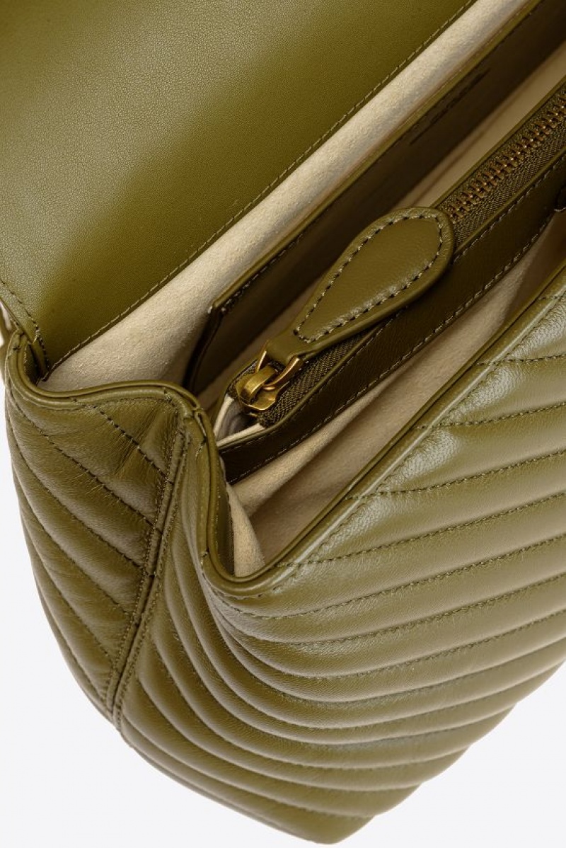 Pinko Big Lady Love Bag Puff Chevron Zelene Zlaté | SN-PKO32886