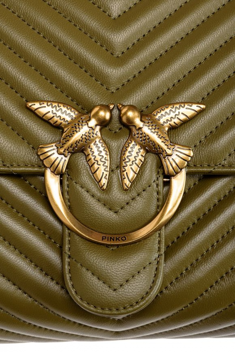 Pinko Big Lady Love Bag Puff Chevron Zelene Zlaté | SN-PKO32886