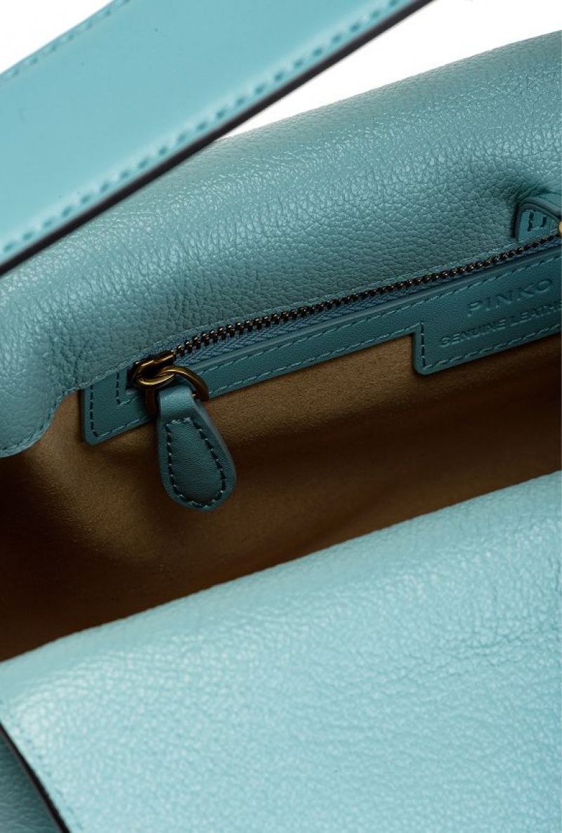 Pinko Big Leaf Bag Hobo In Tumbled Læder Blankyt Zlaté | SN-PKO32852