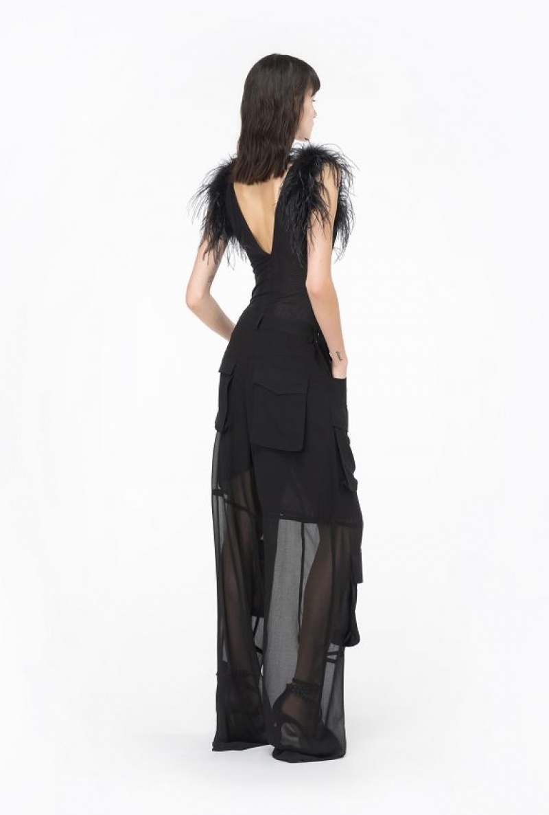 Pinko Bodysuit With Feathers Černé | SN-PKO33217