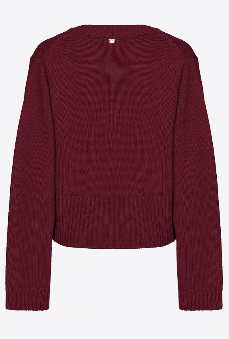 Pinko Boxy Cashmere-blend Svetrové Vínové | SN-PKO33394