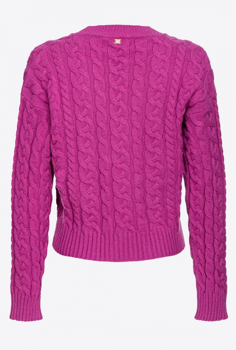 Pinko Cable-knit Svetrové Fialové | SN-PKO33500