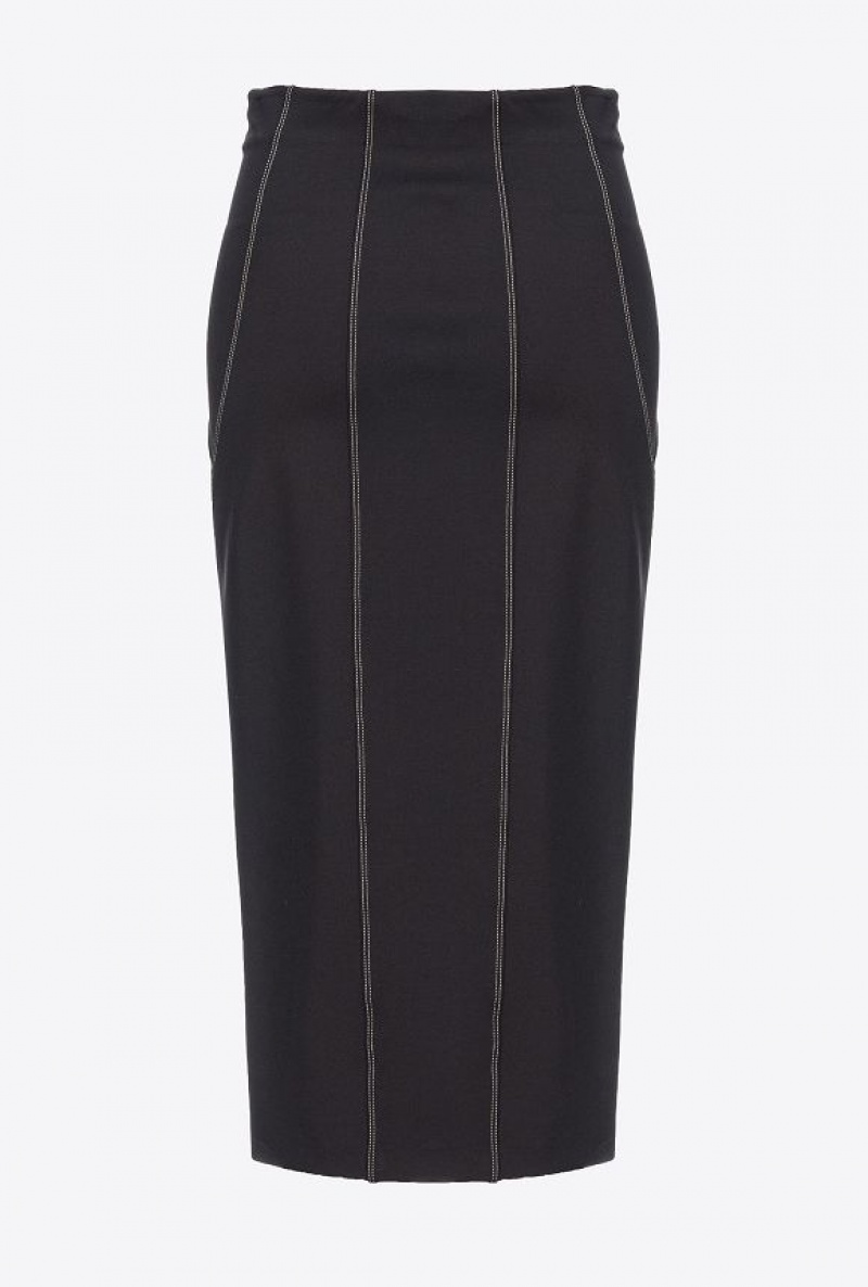Pinko Calf-length Scuba Skirt Černé | SN-PKO34046