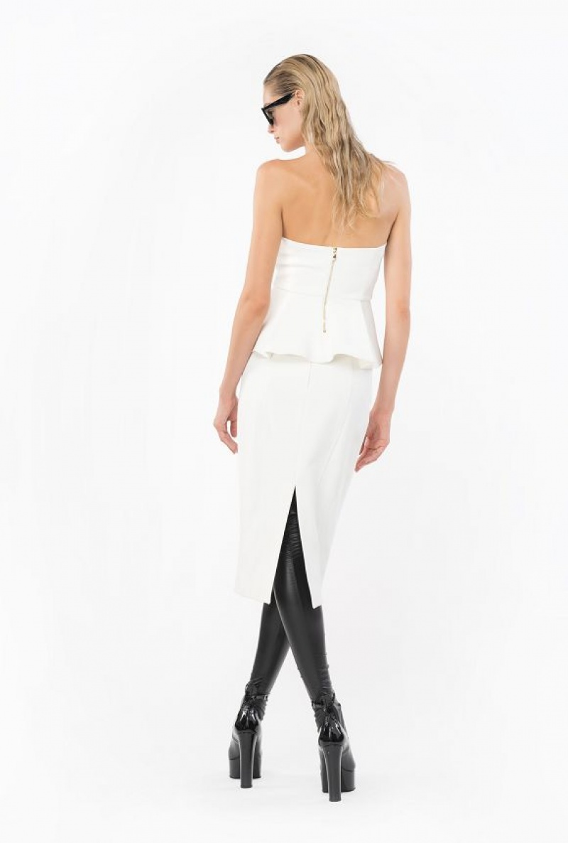 Pinko Calf-length Stretch Crepe Skirt Bílé | SN-PKO34064