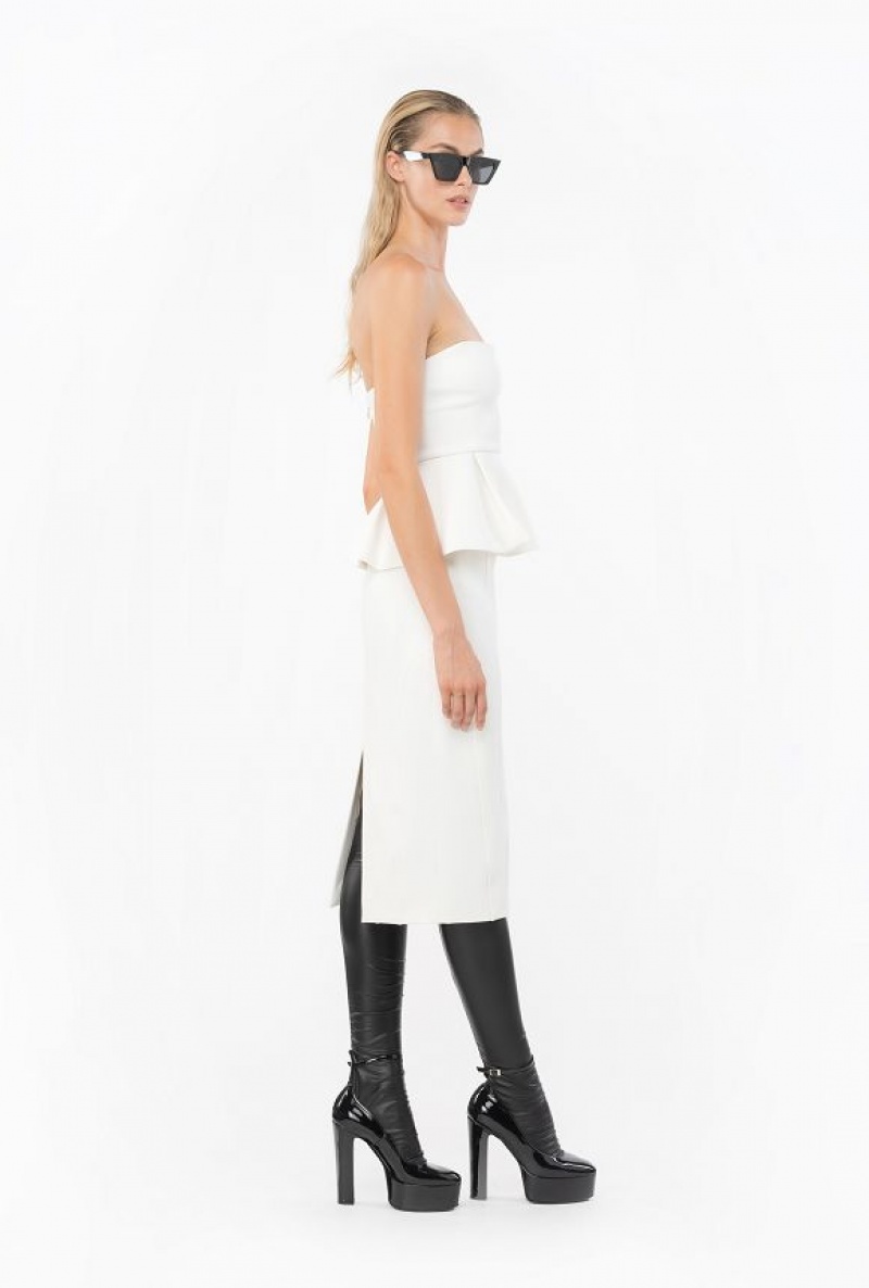Pinko Calf-length Stretch Crepe Skirt Bílé | SN-PKO34064