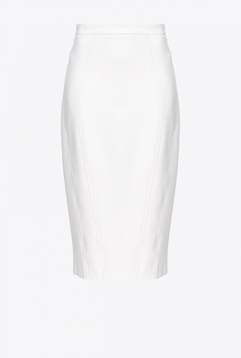 Pinko Calf-length Stretch Crepe Skirt Bílé | SN-PKO34064