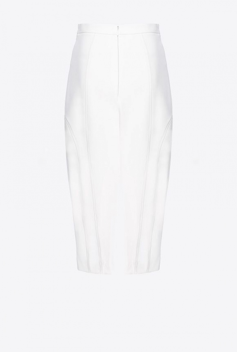 Pinko Calf-length Stretch Crepe Skirt Bílé | SN-PKO34064