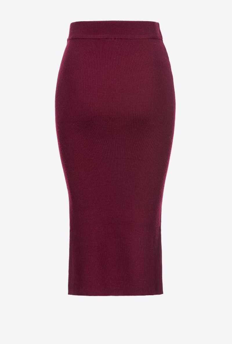 Pinko Calf-length Vlna Skirt With Love Birds Přezkou Vínové | SN-PKO34072