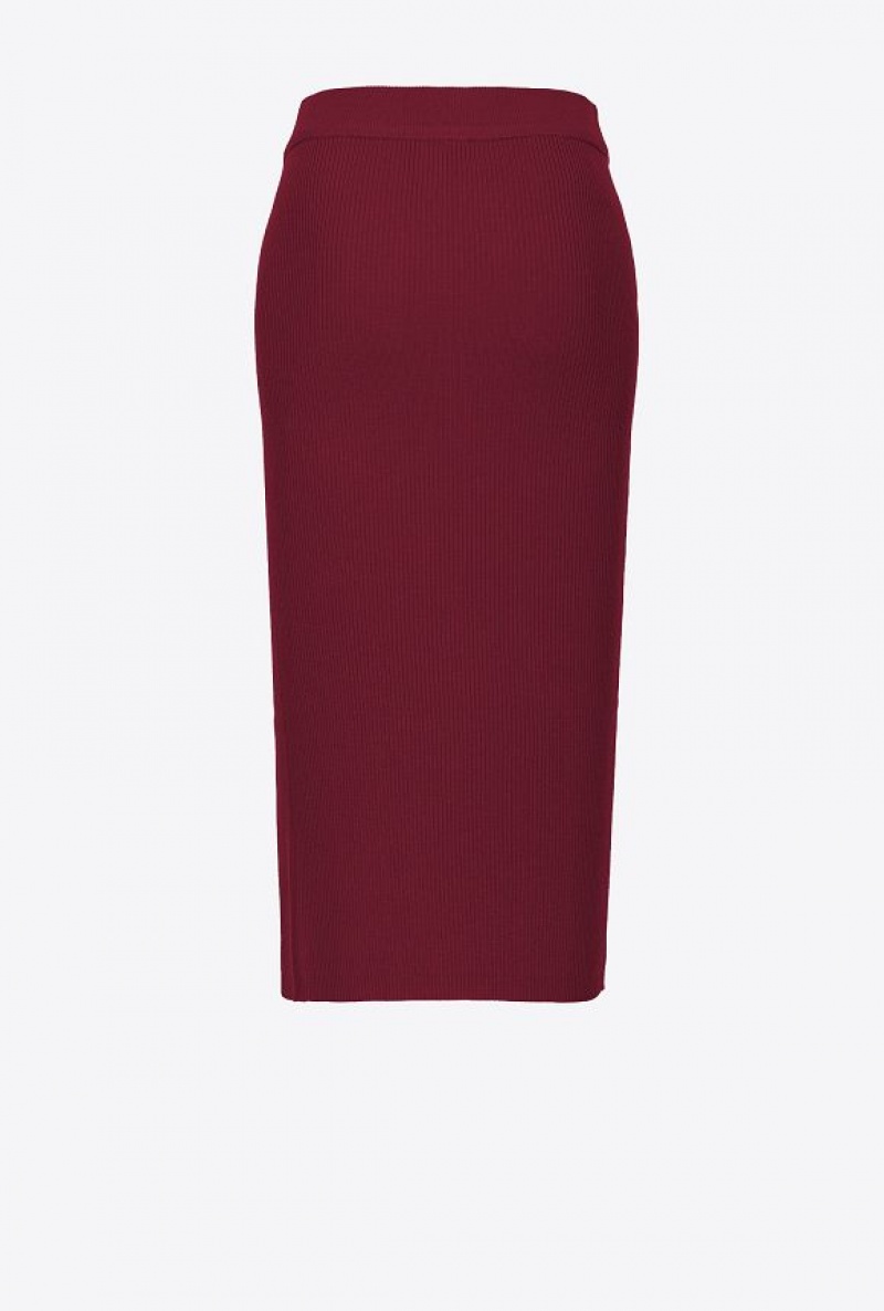 Pinko Calf-length Vlna Skirt With Love Birds Přezkou Vínové | SN-PKO34072