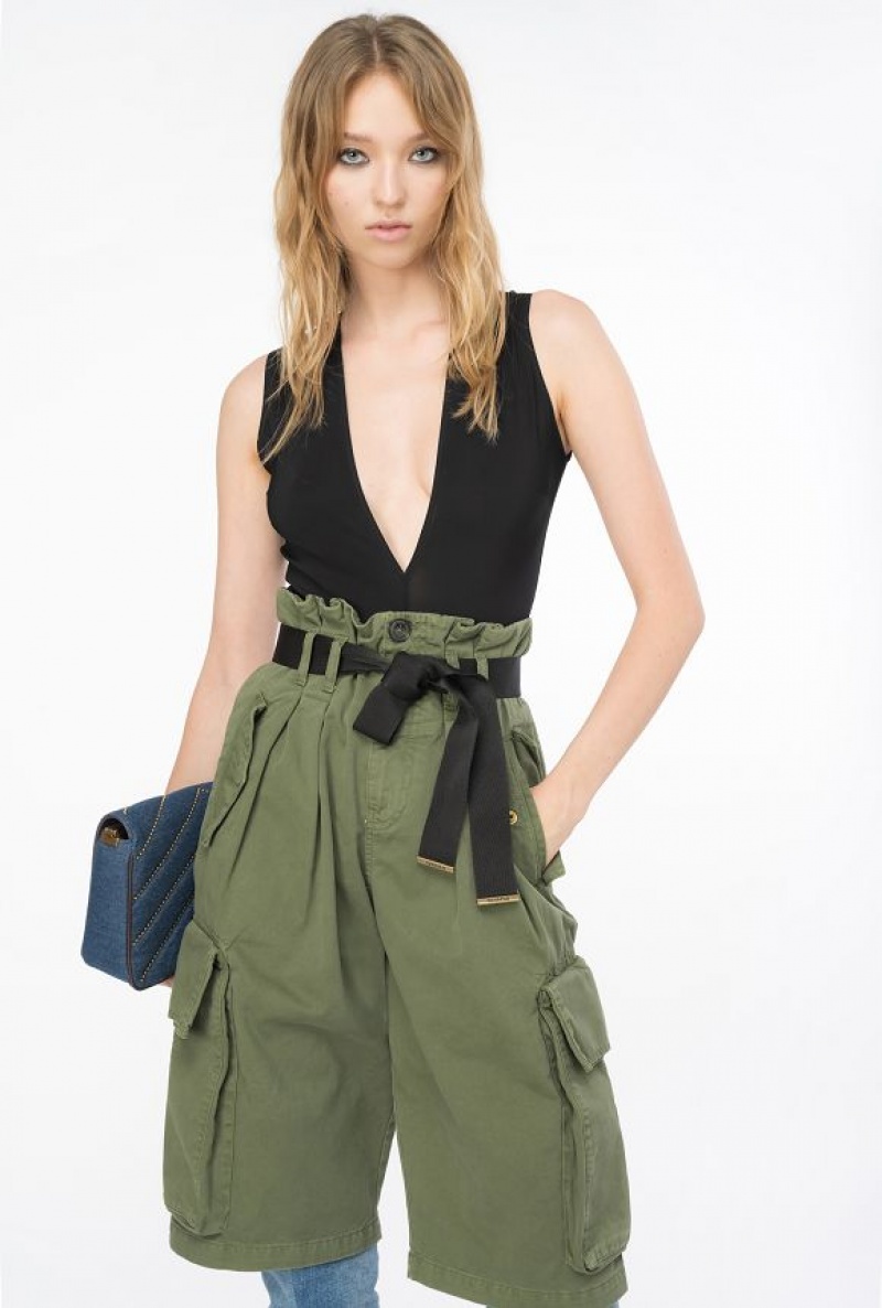 Pinko Cargo Bermuda Shorts Šedé Zelene | SN-PKO33751