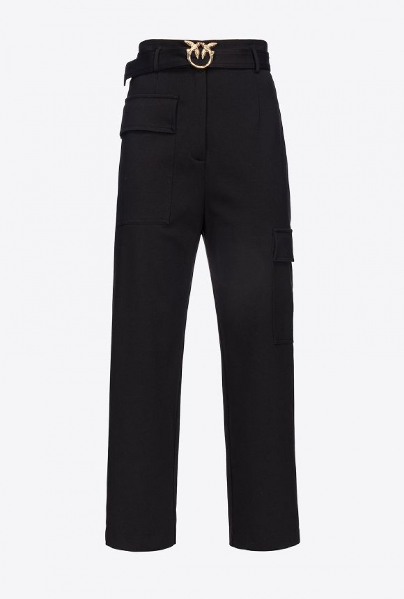 Pinko Cargo Trousers With Love Birds Belt Černé | SN-PKO33780