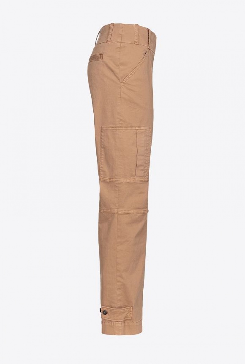 Pinko Cargo Trousers With Ribbon Béžový Hnědé | SN-PKO33759
