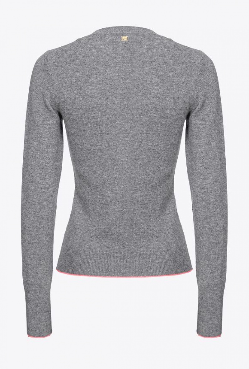 Pinko Cashmere Svetrové With Cut-out Šedé | SN-PKO33562