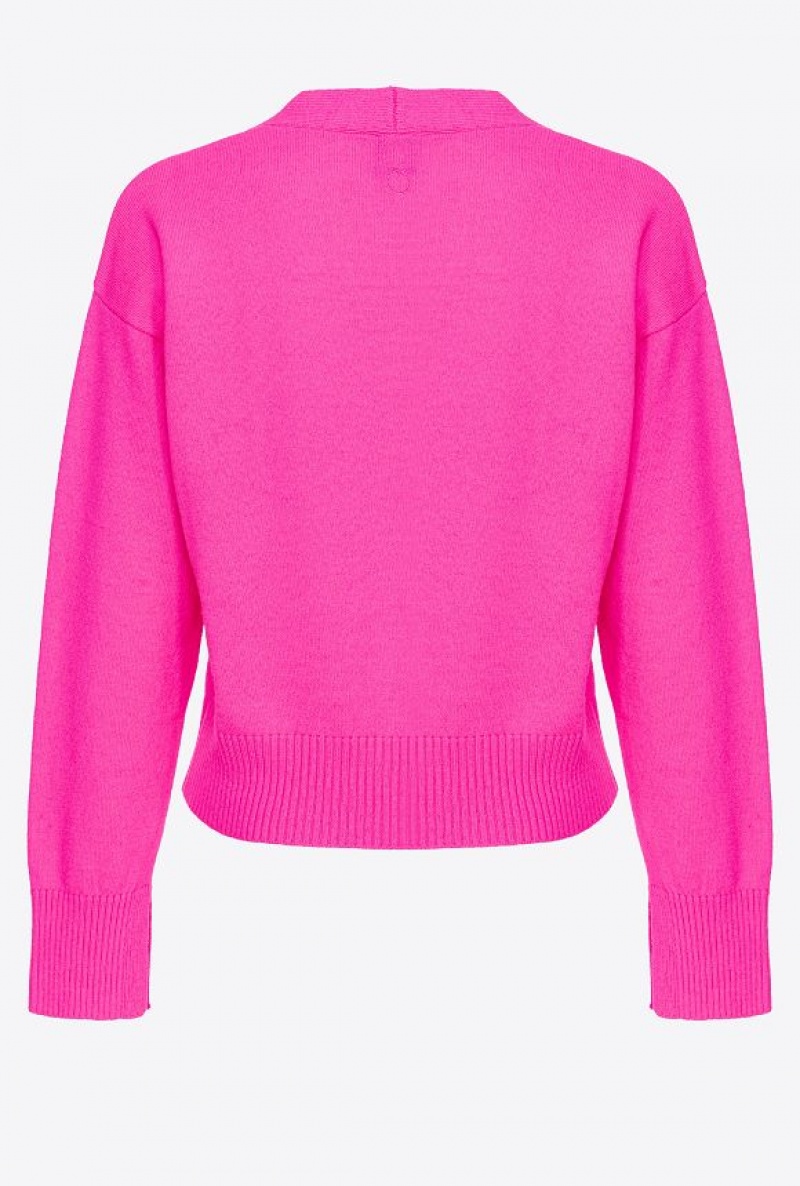 Pinko Cashmere-blend Cardigan With Pockets Růžové | SN-PKO33516