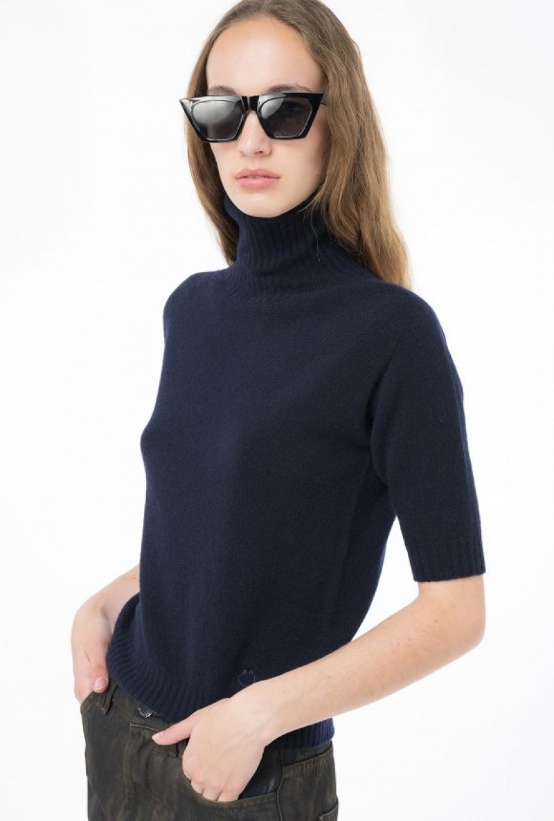 Pinko Cashmere-blend High-neck Svetrové Tmavě Blankyt Blankyt | SN-PKO33466