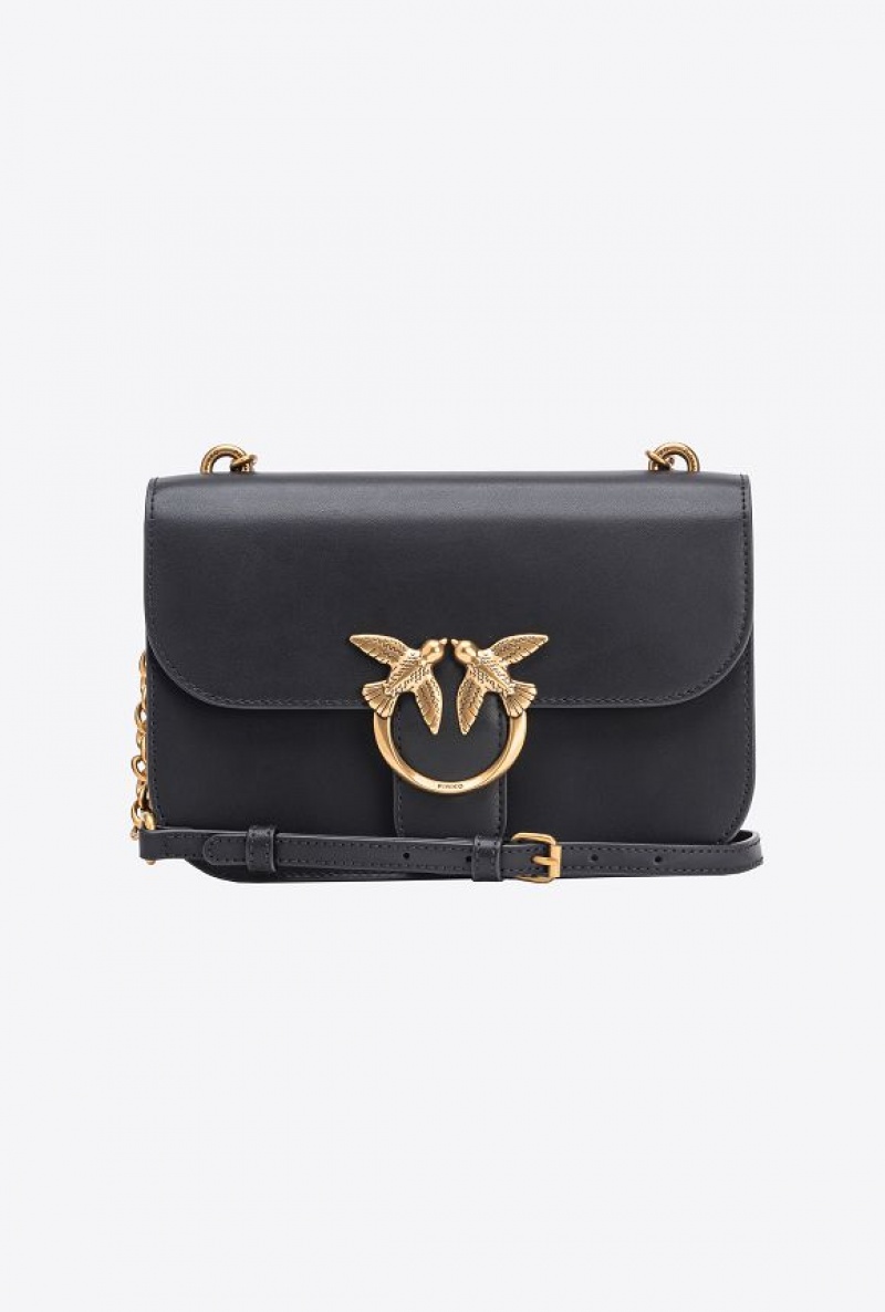 Pinko Classic Love Bag Bell In Læder Černé Zlaté | SN-PKO32360