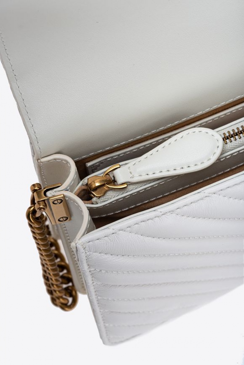 Pinko Classic Love Bag Click Chevron Bílé Bílé Zlaté | SN-PKO32499