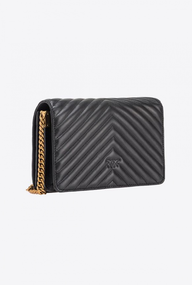 Pinko Classic Love Bag Click Chevron Černé Zlaté | SN-PKO32500