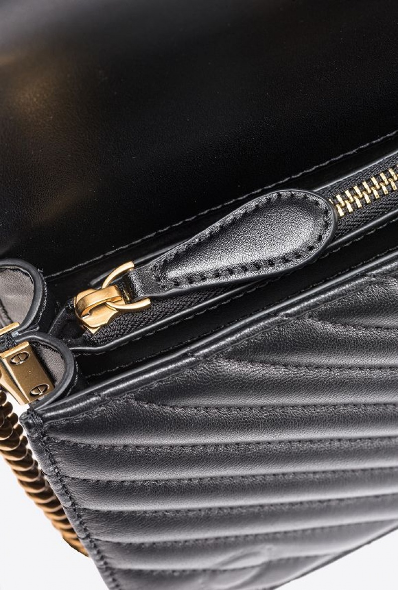 Pinko Classic Love Bag Click Chevron Černé Zlaté | SN-PKO32500