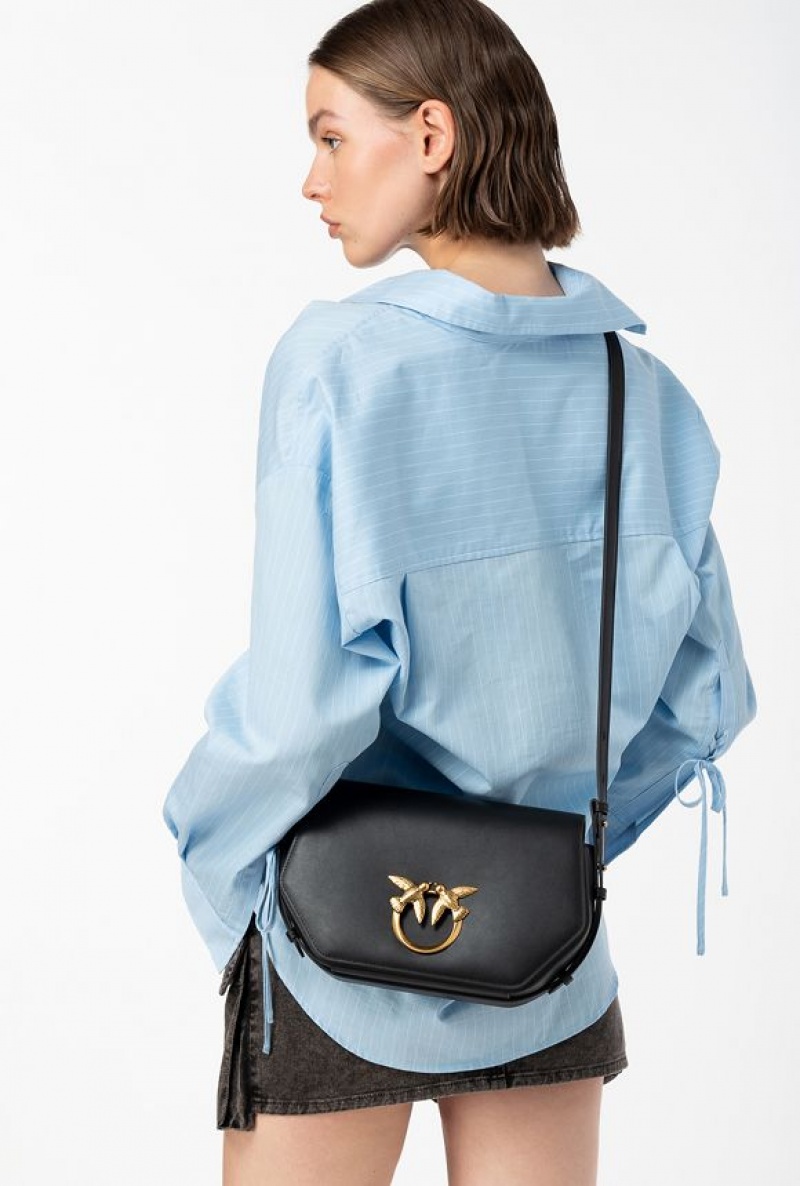 Pinko Classic Love Bag Click Hexagon Simply Černé Zlaté | SN-PKO32397